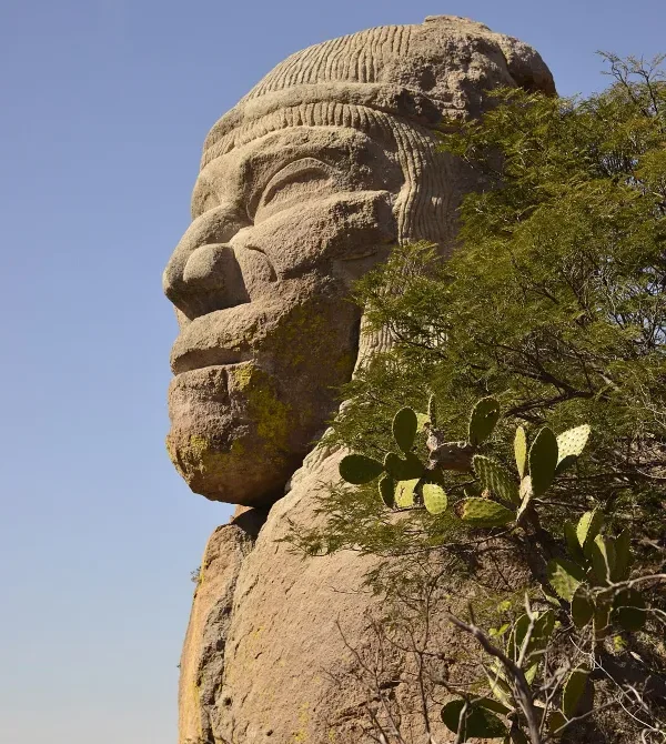 La gran cabeza “Chichimeca” de piedra en México